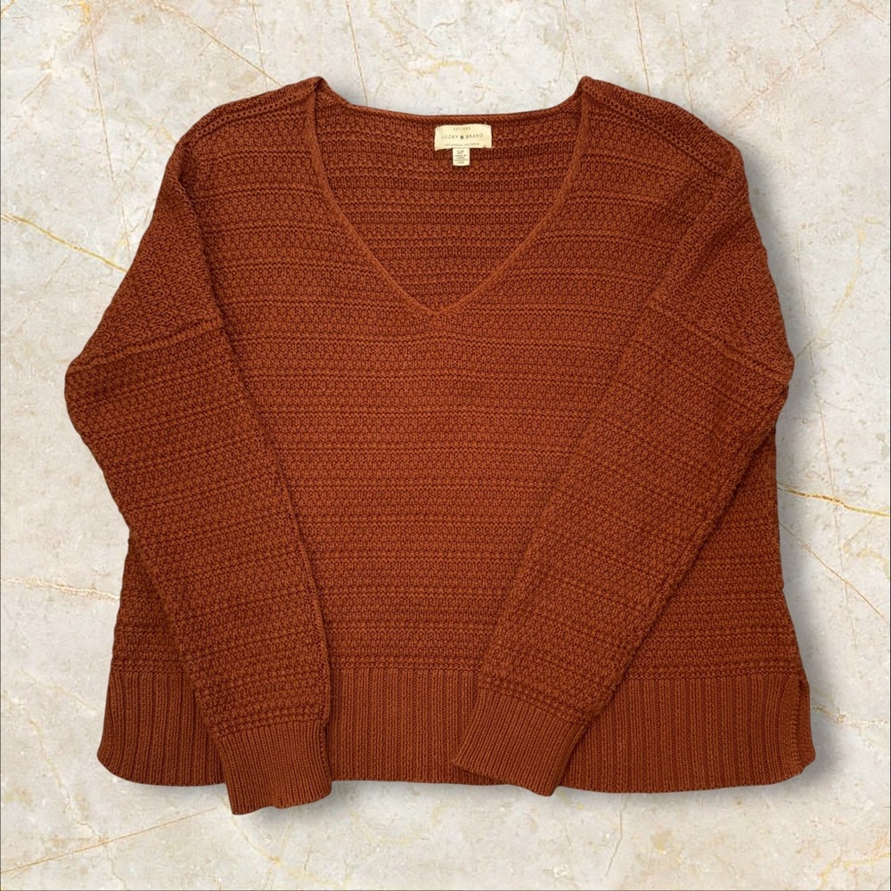 Women's Brown V-Neck Sweater